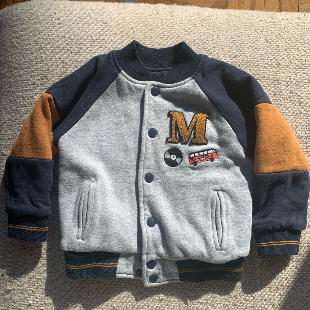 Kids Reversible Varsity Jacket - Gray and Navy